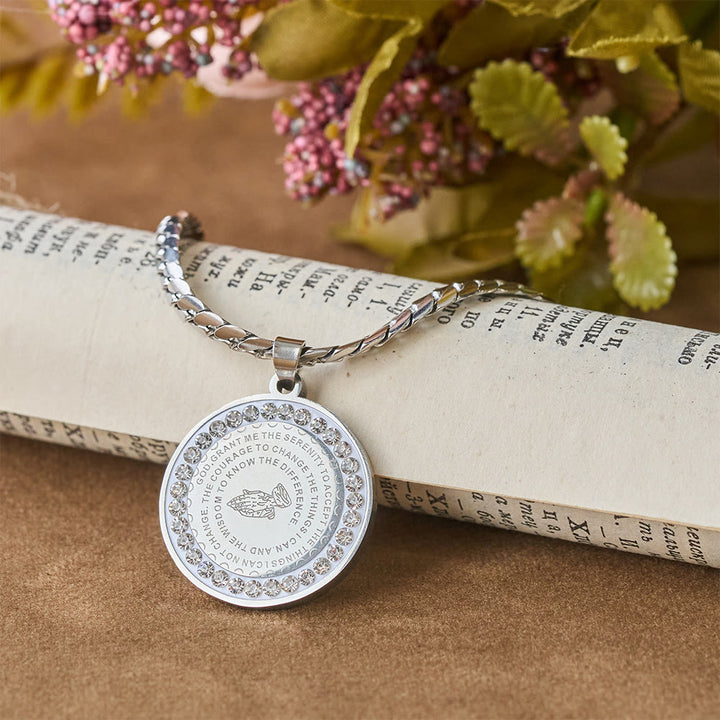 Christianartworkshop Collier avec verset biblique encadré de zircon : emblème de l'humilité divine - Argent - image 4