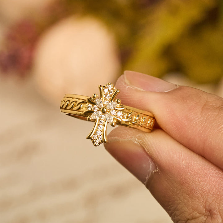Ensemble de bagues Christianartworkshop en zircon, croix et émail, motif fleur de lys : emblème de pureté et de rédemption divines - image 10