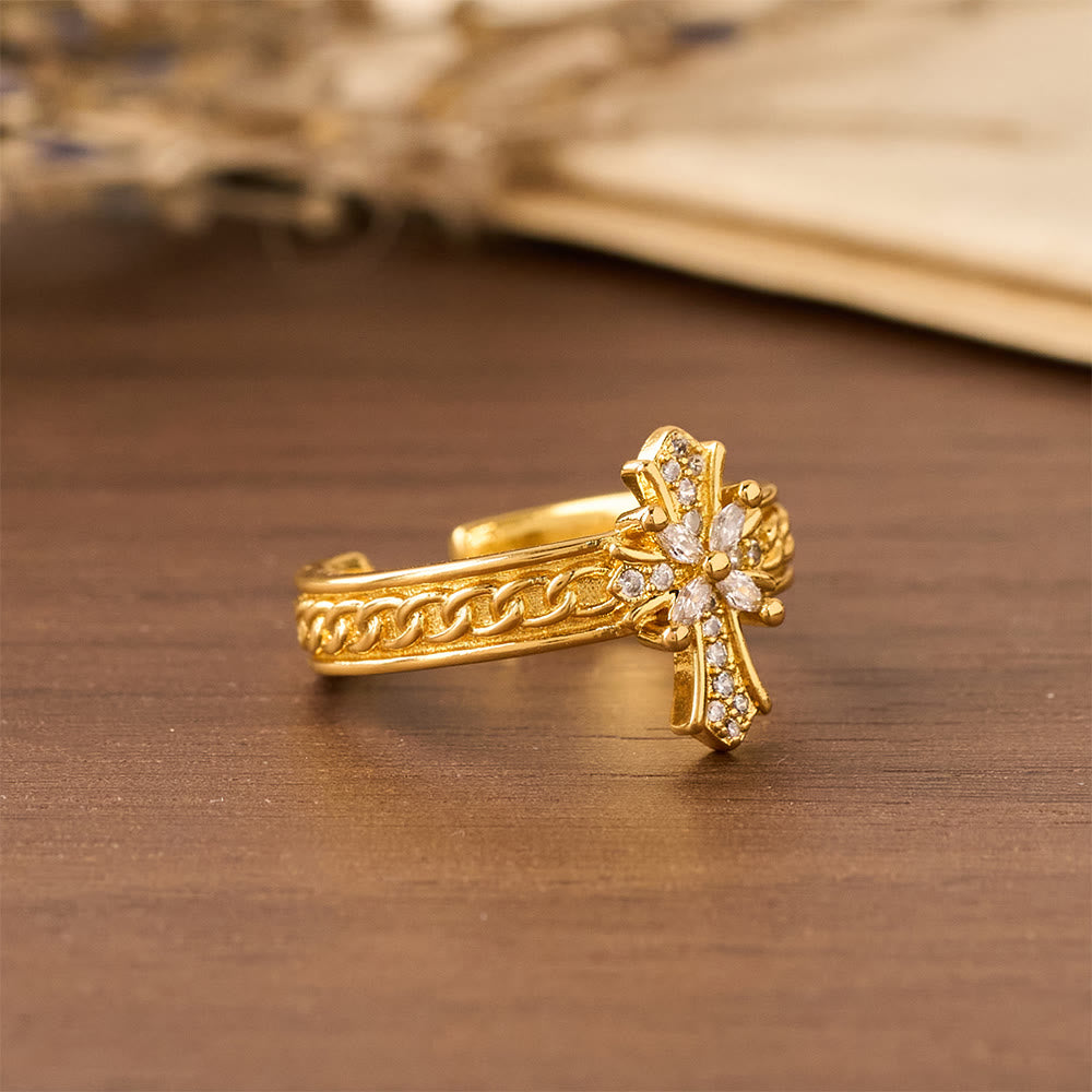 Ensemble de bagues Christianartworkshop en zircon, croix et émail, motif fleur de lys : emblème de pureté et de rédemption divines - image 9