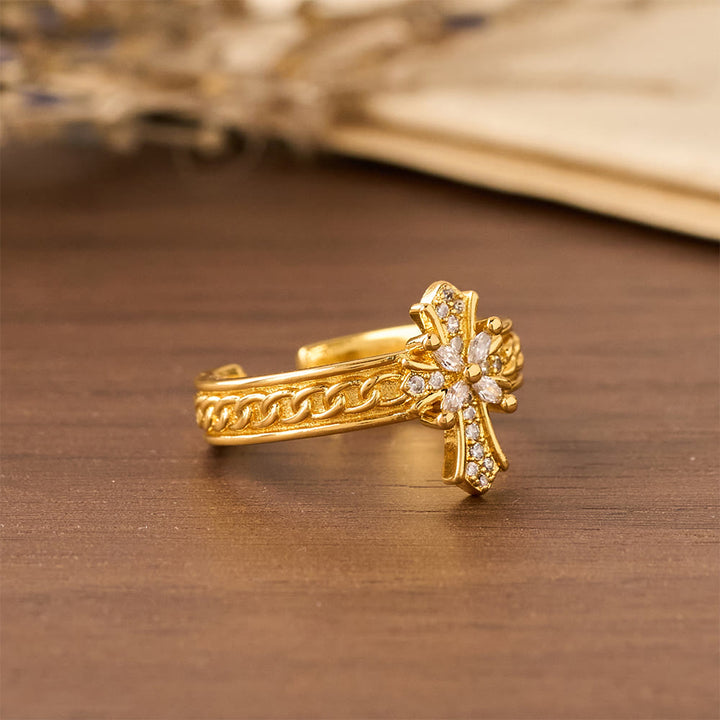 Ensemble de bagues Christianartworkshop en zircon, croix et émail, motif fleur de lys : emblème de pureté et de rédemption divines - image 9