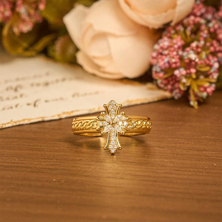 Ensemble de bagues Christianartworkshop en zircon, croix et émail, motif fleur de lys : emblème de pureté et de rédemption divines - image 5