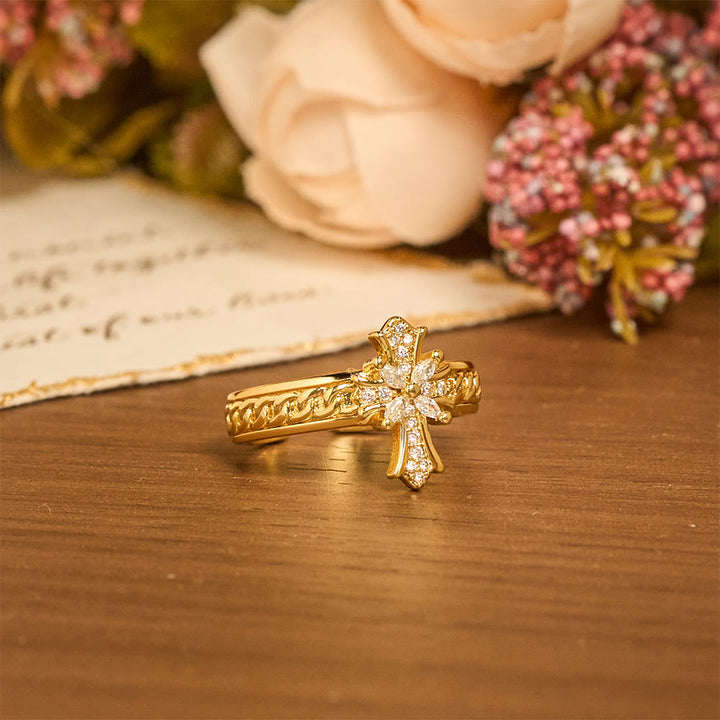 Ensemble de bagues Christianartworkshop en zircon, croix et émail, motif fleur de lys : emblème de pureté et de rédemption divines - image 7