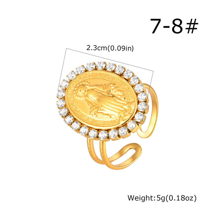 Christianartworkshop Bague de foi ouverte et ajustable avec médaille miraculeuse de Notre-Dame et halo en zircon cubique. - image 8