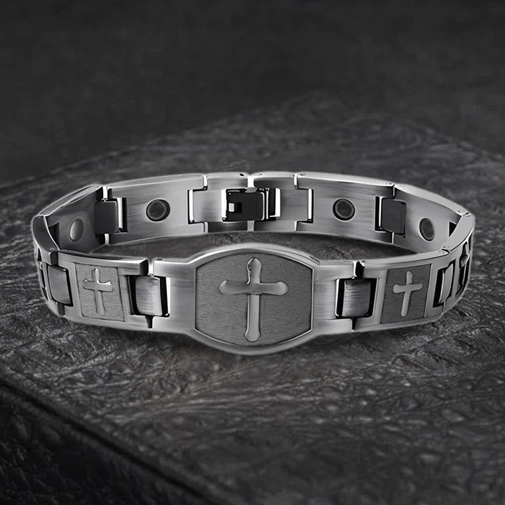 Christianartworkshop Bracelet à maillons avec croix gravée : symbole de force divine et de foi - Gris - image 13