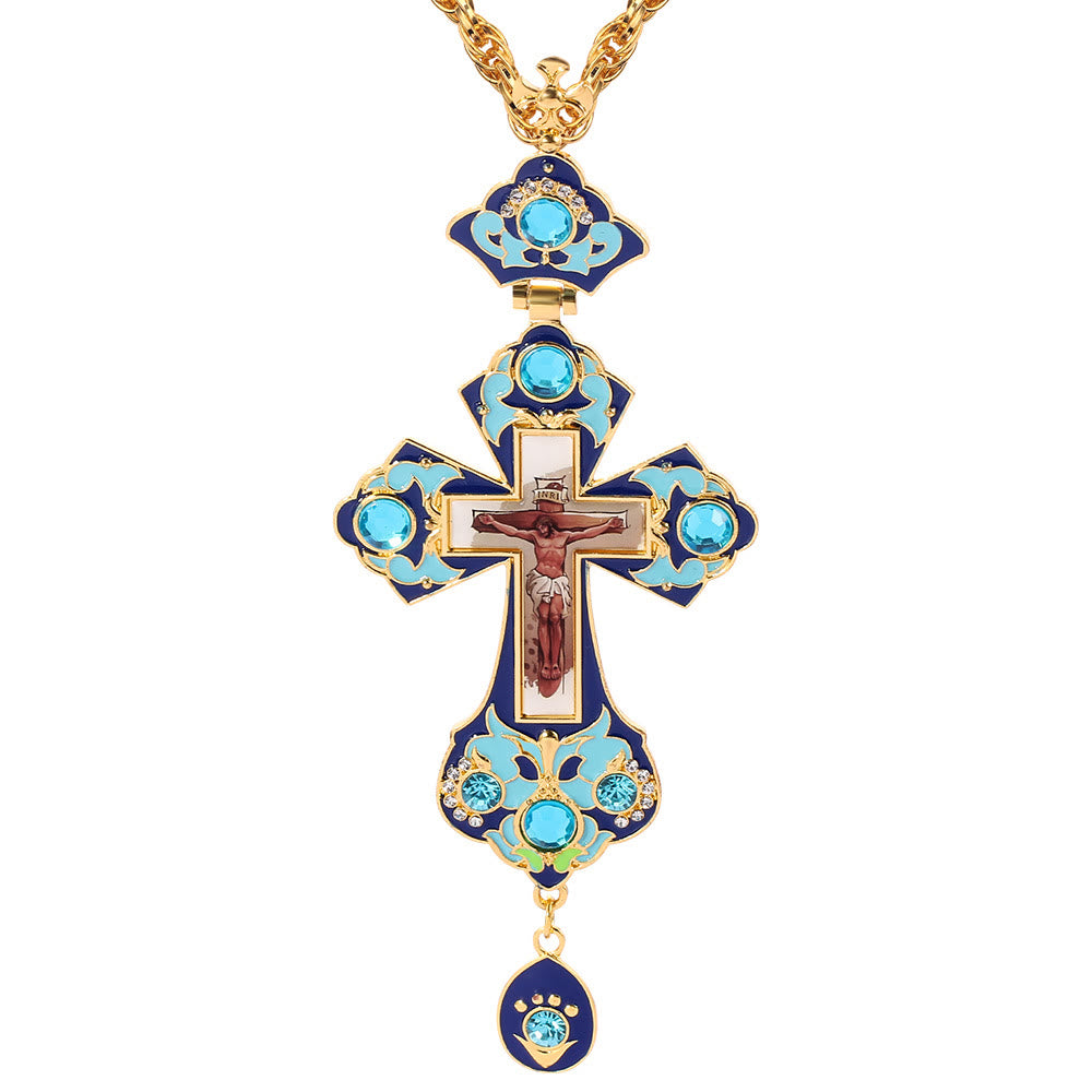 Christianartworkshop Collier pendentif croix orthodoxe ornée de pierres précieuses : emblème de la rédemption et de la gloire divine - K - image 13