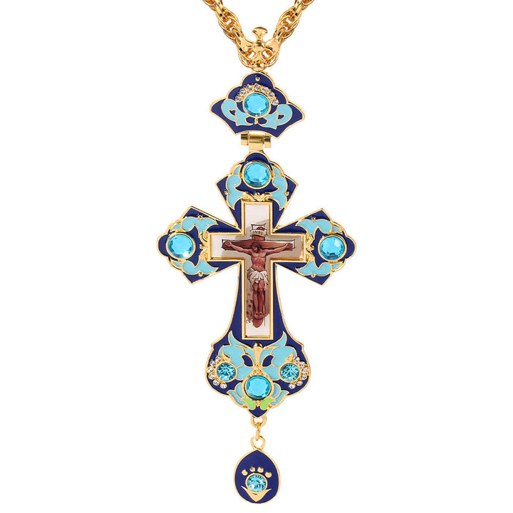 Christianartworkshop Collier pendentif croix orthodoxe ornée de pierres précieuses : emblème de la rédemption et de la gloire divine - K - image 13