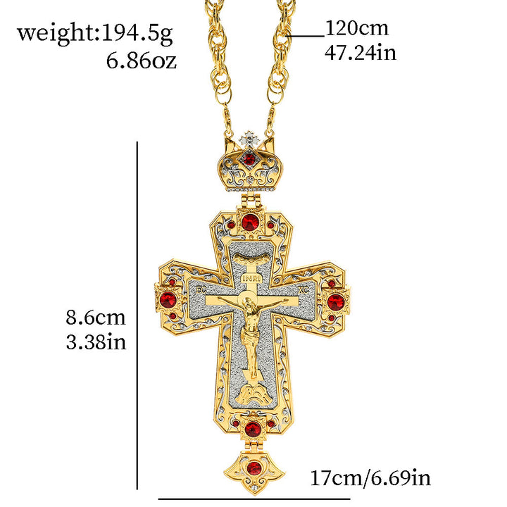 Christianartworkshop Collier pendentif croix orthodoxe ornée de pierres précieuses : emblème de la rédemption et de la gloire divine - B - image 4
