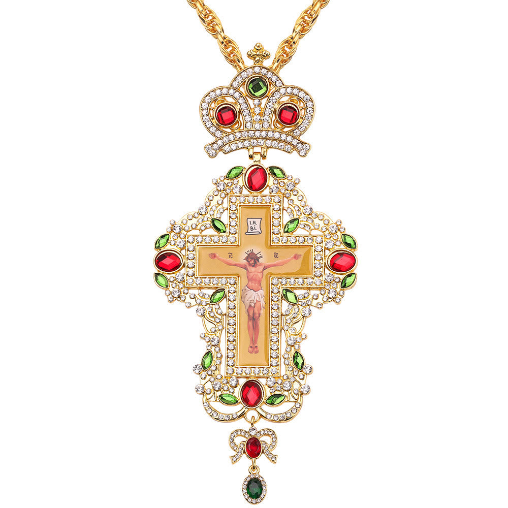 Christianartworkshop Collier pendentif croix orthodoxe ornée de pierres précieuses : emblème de la rédemption et de la gloire divine - J - image 12