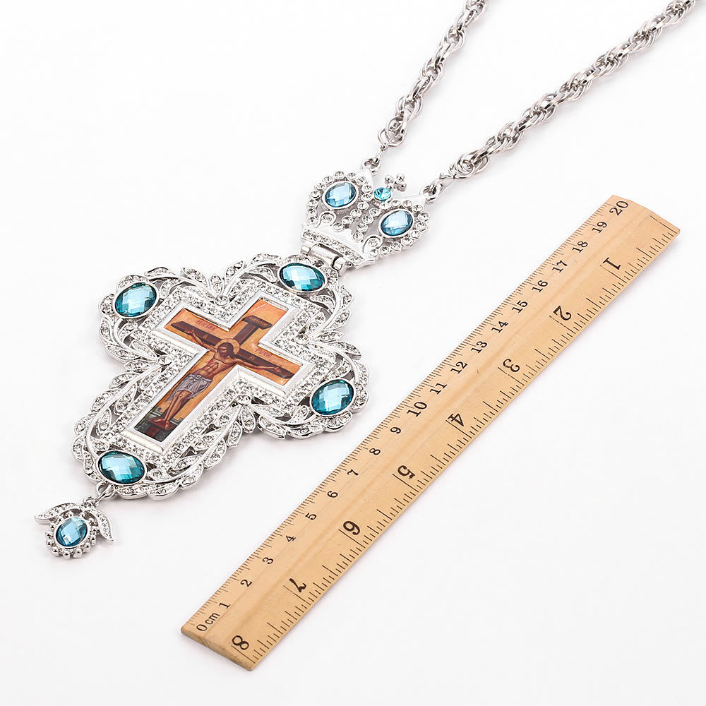 Christianartworkshop Collier pendentif croix orthodoxe ornée de pierres précieuses : emblème de la rédemption et de la gloire divine - H - image 10