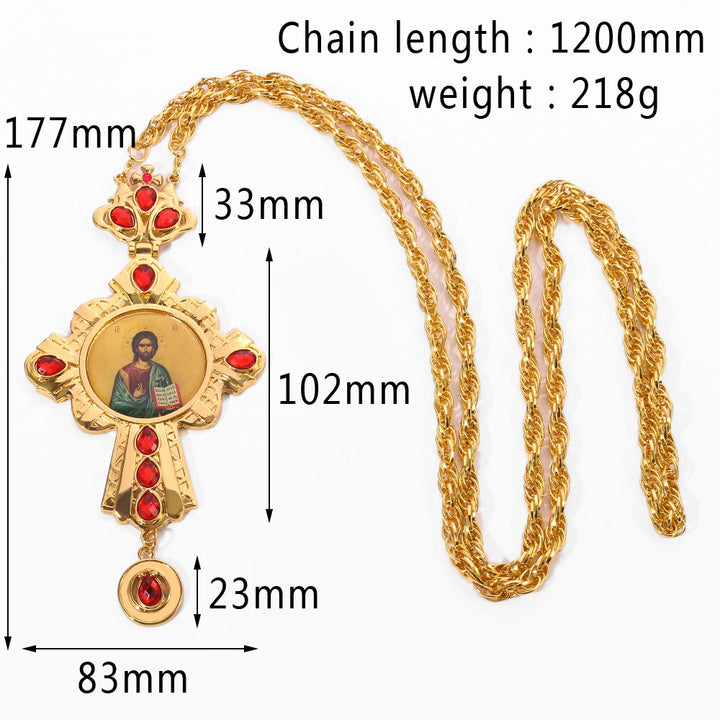 Christianartworkshop Collier pendentif croix orthodoxe ornée de pierres précieuses : emblème de la rédemption et de la gloire divine - F - image 8