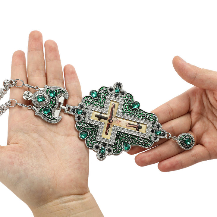 Christianartworkshop Collier pendentif croix orthodoxe ornée de pierres précieuses : emblème de la rédemption et de la gloire divine - G - image 9