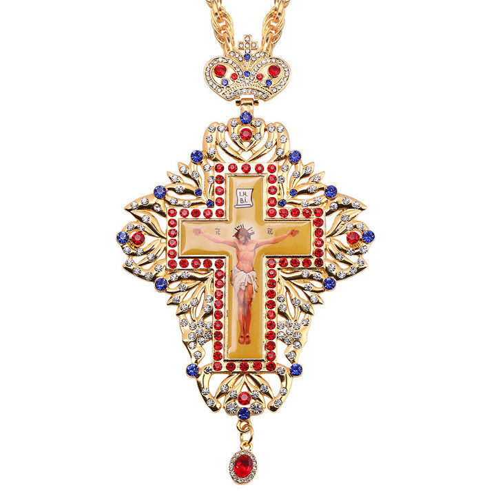 Christianartworkshop Collier pendentif croix orthodoxe ornée de pierres précieuses : emblème de la rédemption et de la gloire divine - je - image 11