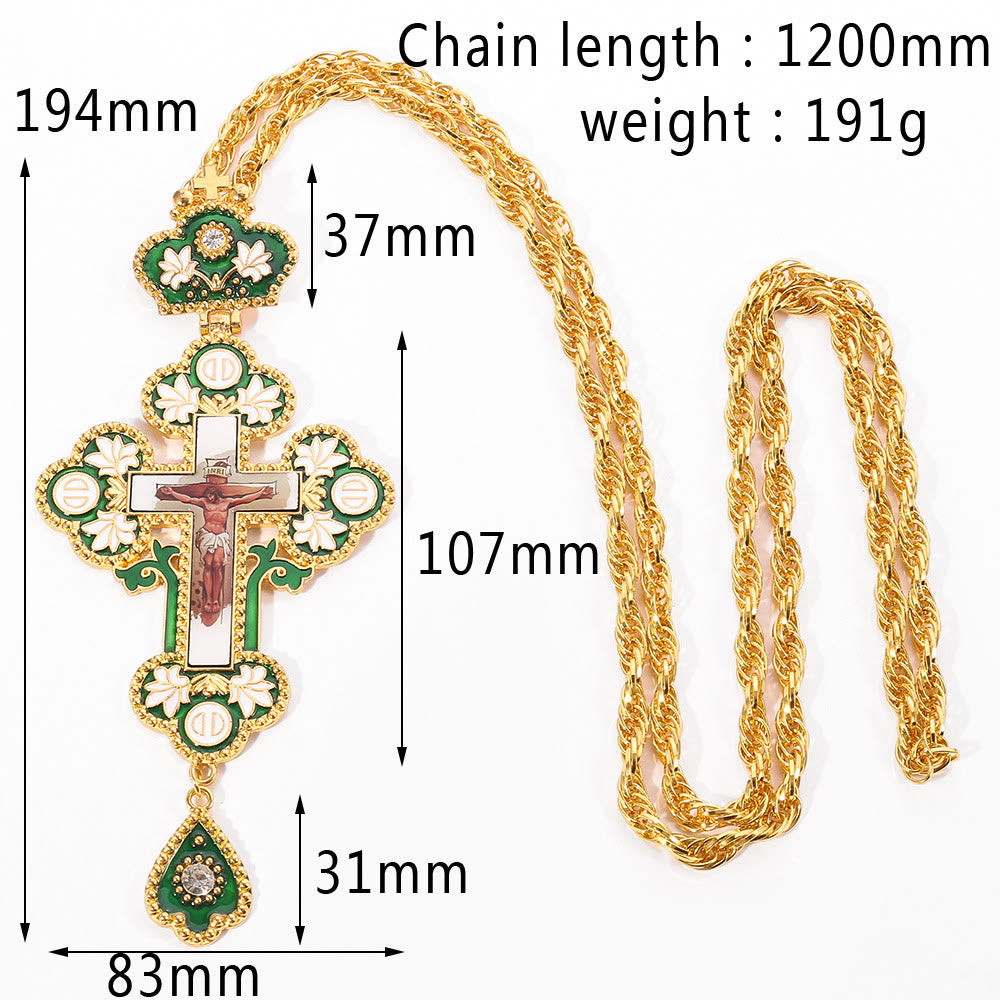 Christianartworkshop Collier pendentif croix orthodoxe ornée de pierres précieuses : emblème de la rédemption et de la gloire divine - D - image 6