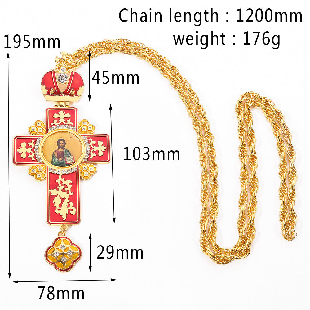 Christianartworkshop Collier pendentif croix orthodoxe ornée de pierres précieuses : emblème de la rédemption et de la gloire divine - E - image 7