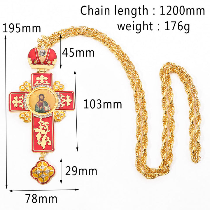 Christianartworkshop Collier pendentif croix orthodoxe ornée de pierres précieuses : emblème de la rédemption et de la gloire divine - E - image 7