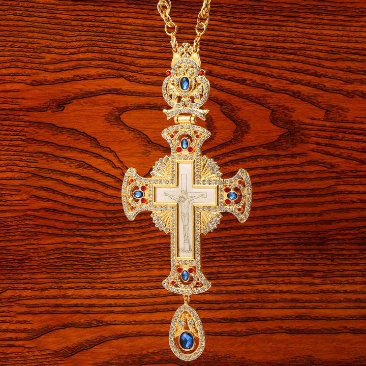 Christianartworkshop Collier pendentif croix orthodoxe ornée de pierres précieuses : emblème de la rédemption et de la gloire divine - UN - image 0