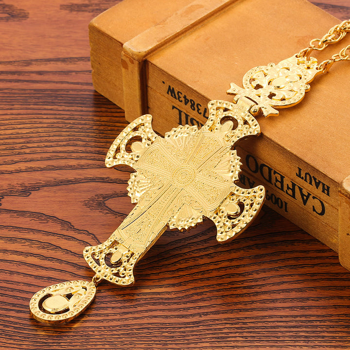 Christianartworkshop Collier pendentif croix orthodoxe ornée de pierres précieuses : emblème de la rédemption et de la gloire divine - image 2