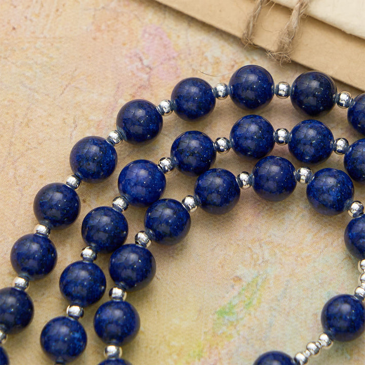 Christianartworkshop Chapelet en perles de lapis-lazuli avec crucifix gravé : emblème de la sagesse divine et de la grâce mariale - image 6