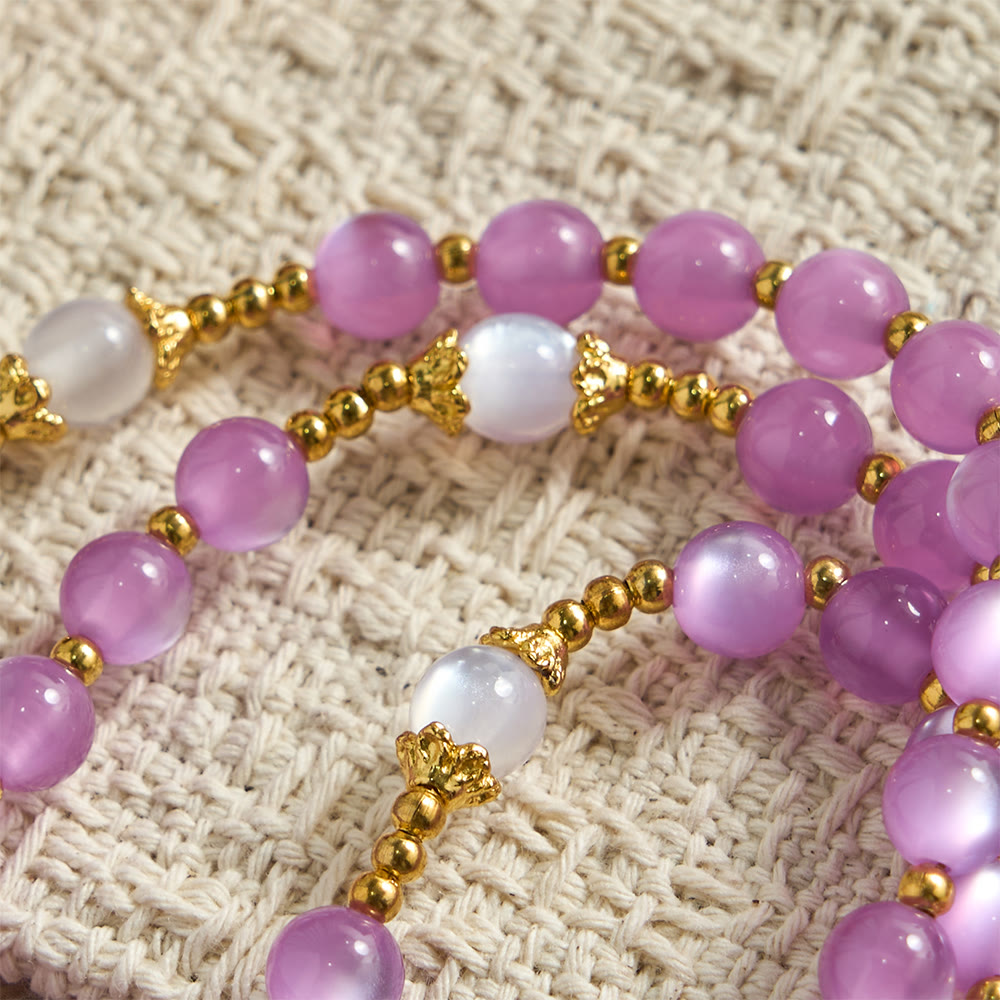 Christianartworkshop Chapelet à perles œil-de-chat violettes avec crucifix orné : emblème de la guidance divine et de la grâce mariale - image 6