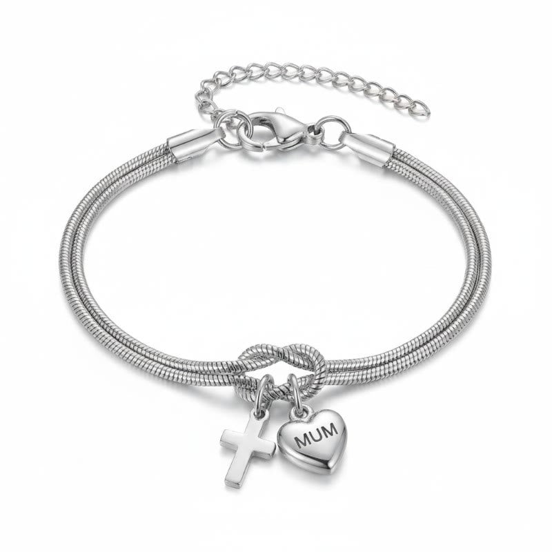 Christianartworkshop Bracelet ajustable avec pendentif cœur et croix « Nœud d'amour » : emblème de dévotion et de grâce divine - image 2