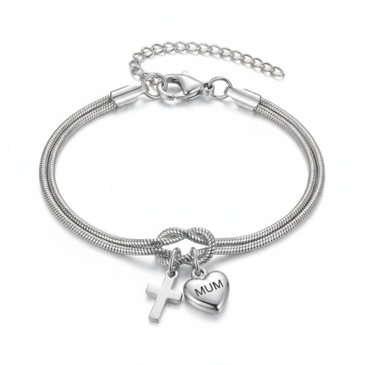Christianartworkshop Bracelet ajustable avec pendentif cœur et croix « Nœud d'amour » : emblème de dévotion et de grâce divine - image 2