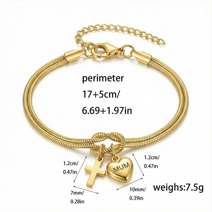 Christianartworkshop Bracelet ajustable avec pendentif cœur et croix « Nœud d'amour » : emblème de dévotion et de grâce divine - image 4