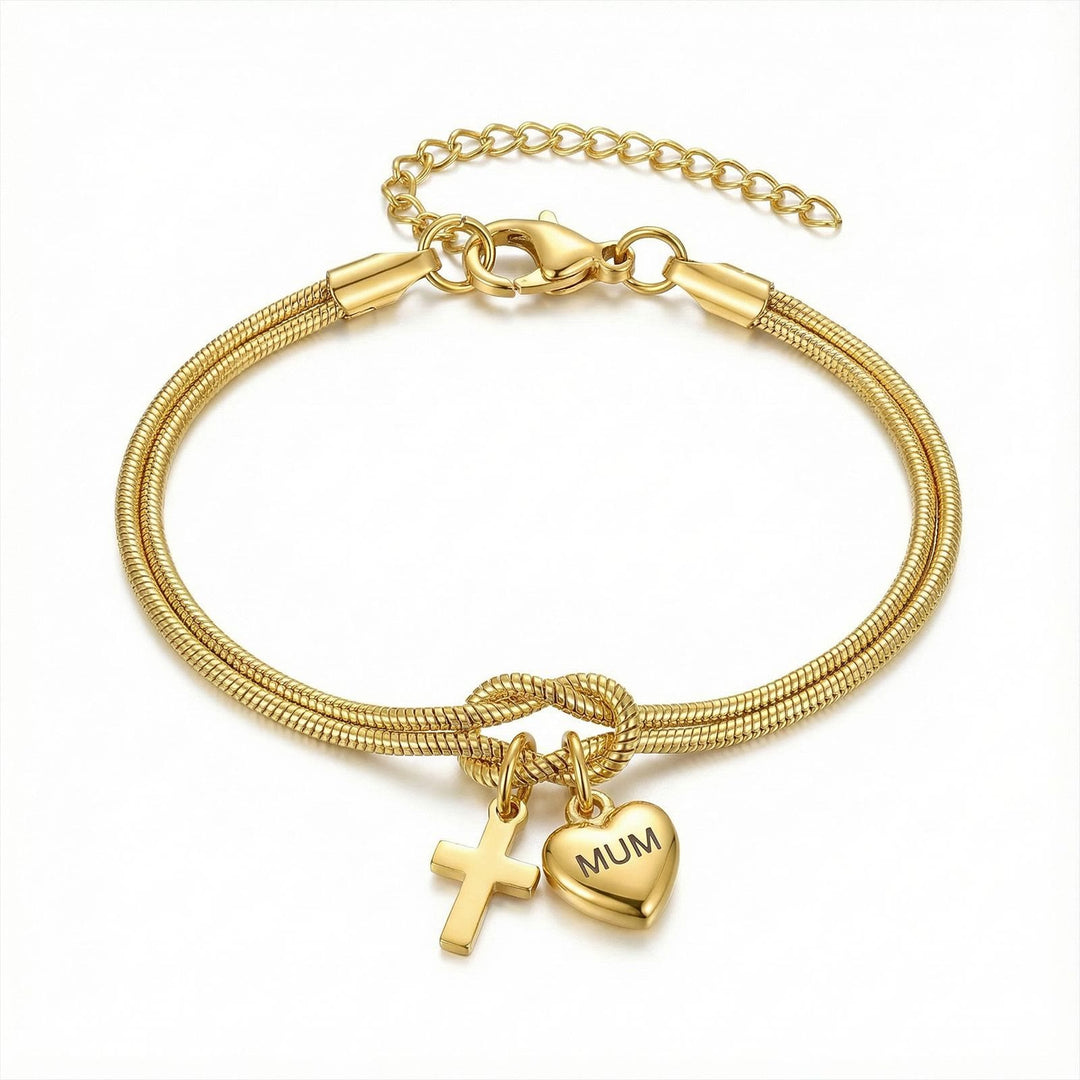 Christianartworkshop Bracelet ajustable avec pendentif cœur et croix « Nœud d'amour » : emblème de dévotion et de grâce divine - image 5