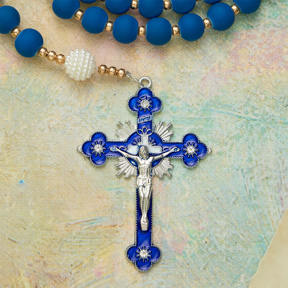 Christianartworkshop Chapelet en perles de caoutchouc bleu mat avec médaille Notre-Dame d'Aparecida - image 8