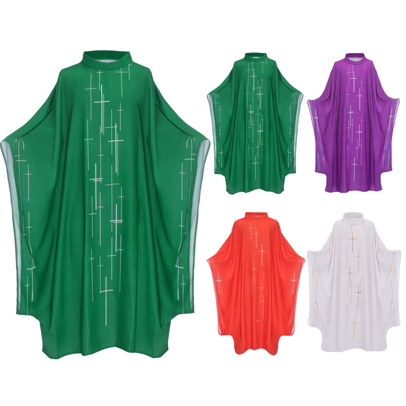 Chasuble à croix linéaire visuelle Christianartworkshop dans des couleurs vives assorties - Violet - Taille unique convenant à la plupart des morphologies - image 0