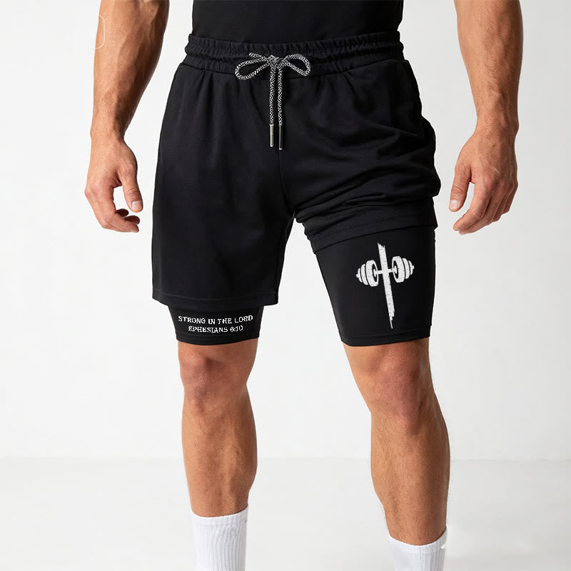 Christianartworkshop Éphésiens 6:10 Fort dans le Seigneur Barbell Cross Performance Shorts - image 10