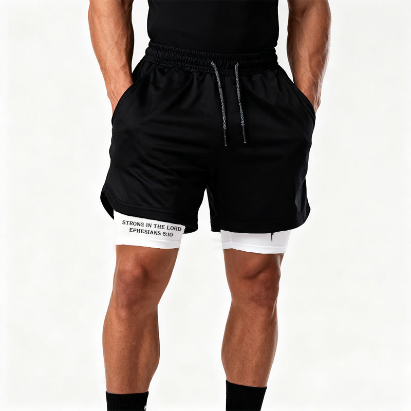 Christianartworkshop Éphésiens 6:10 Fort dans le Seigneur Barbell Cross Performance Shorts - image 1