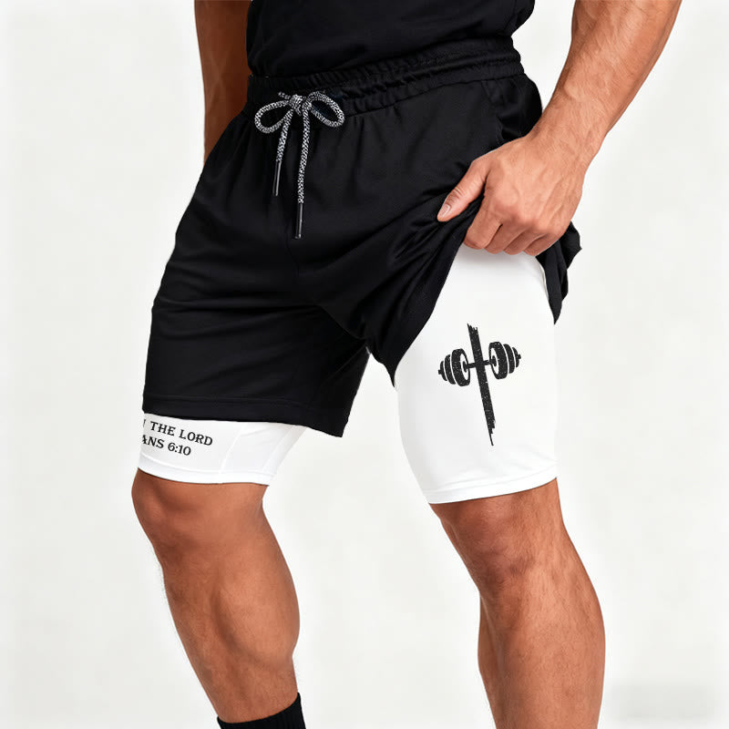Christianartworkshop Éphésiens 6:10 Fort dans le Seigneur Barbell Cross Performance Shorts - image 3