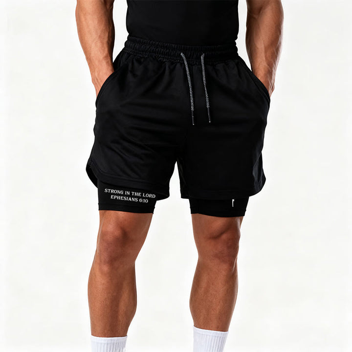 Christianartworkshop Éphésiens 6:10 Fort dans le Seigneur Barbell Cross Performance Shorts - image 11