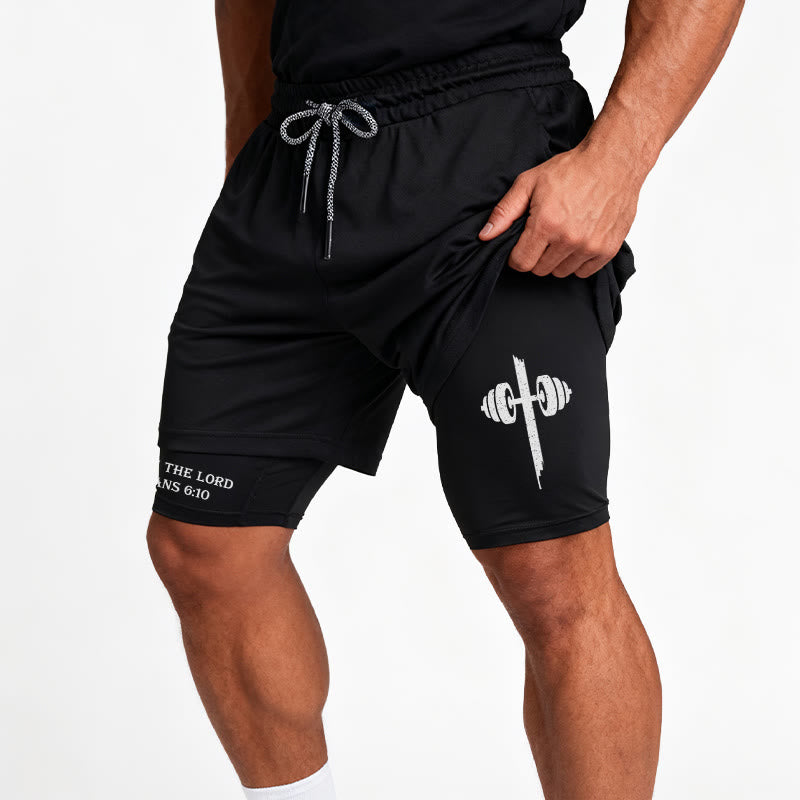 Christianartworkshop Éphésiens 6:10 Fort dans le Seigneur Barbell Cross Performance Shorts - image 12