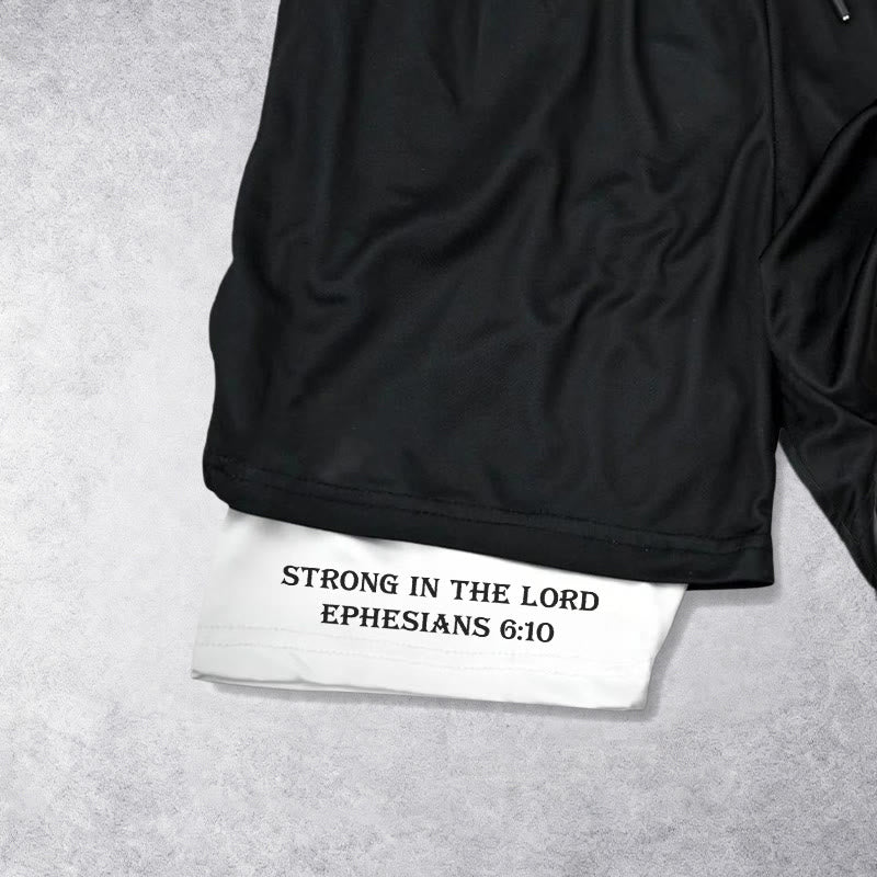 Christianartworkshop Éphésiens 6:10 Fort dans le Seigneur Barbell Cross Performance Shorts - image 6