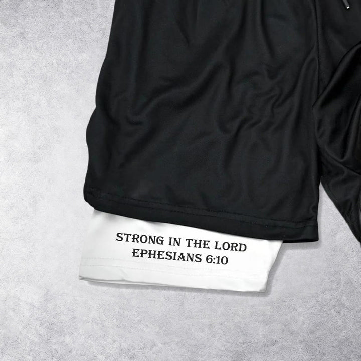Christianartworkshop Éphésiens 6:10 Fort dans le Seigneur Barbell Cross Performance Shorts - image 6