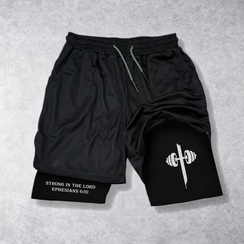 Christianartworkshop Éphésiens 6:10 Fort dans le Seigneur Barbell Cross Performance Shorts - image 13