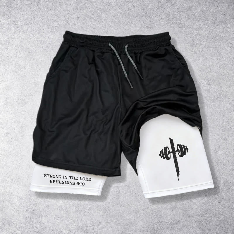 Christianartworkshop Éphésiens 6:10 Fort dans le Seigneur Barbell Cross Performance Shorts - image 5