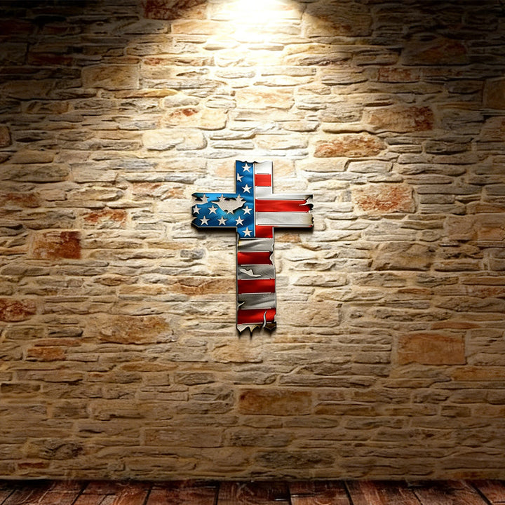 Christianartworkshop Croix patriotique rustique en métal avec drapeau américain : un symbole de foi intrépide - Bleu - 7,97''*11,81''/20,25*30 cm - image 6