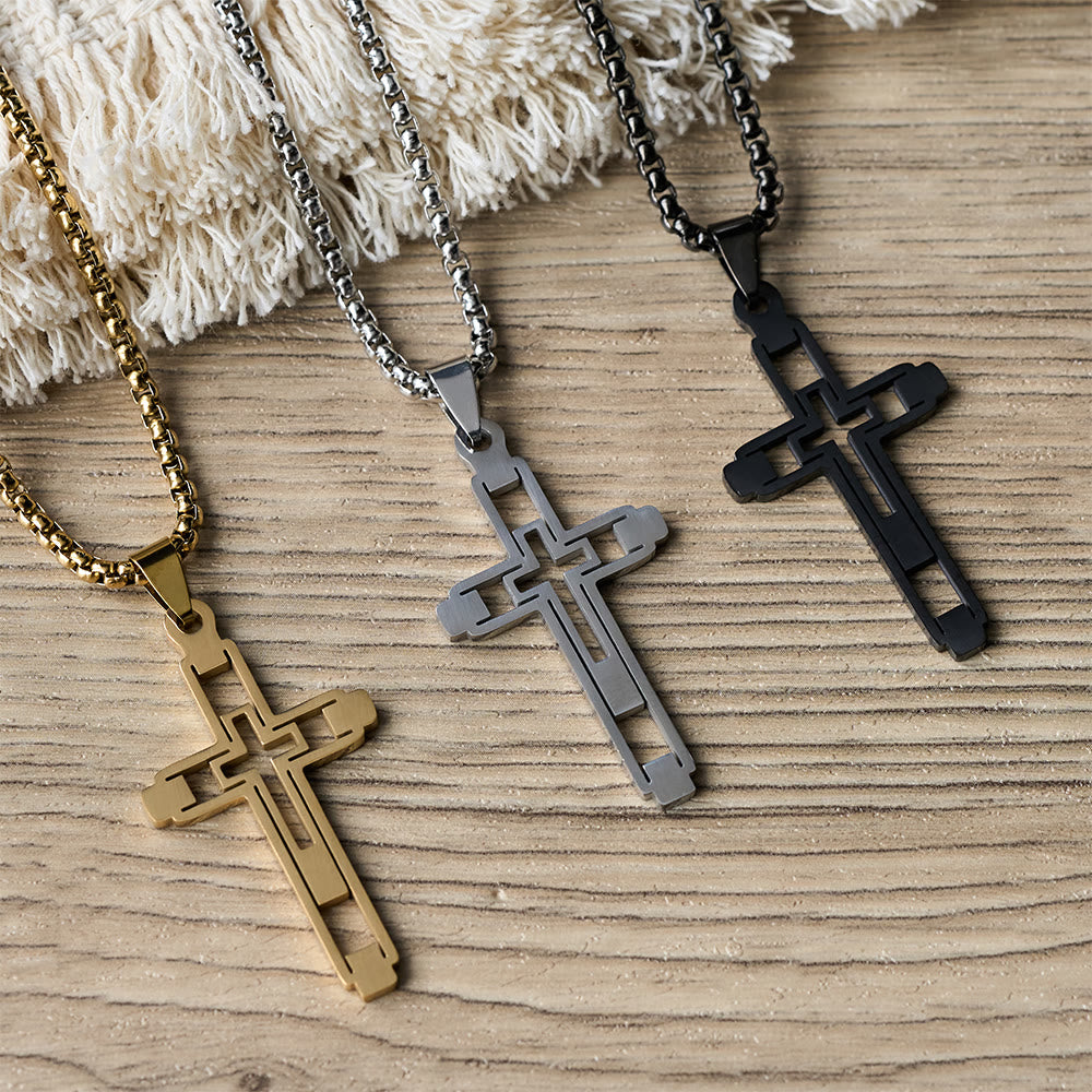 Christianartworkshop Collier pendentif croix géométrique ajourée : emblème de dévotion et de guidance spirituelle - image 0