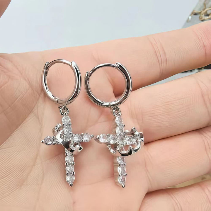 Christianartworkshop Collier et boucles d'oreilles croix « Couronnée dans la foi » modernes - Boucles d'oreilles - Argent - image 9