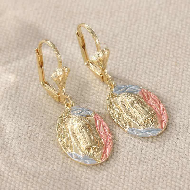 Christianartworkshop Boucles d'oreilles pendantes ovales ornées de Notre-Dame : symbole de grâce maternelle et de protection divine - image 5