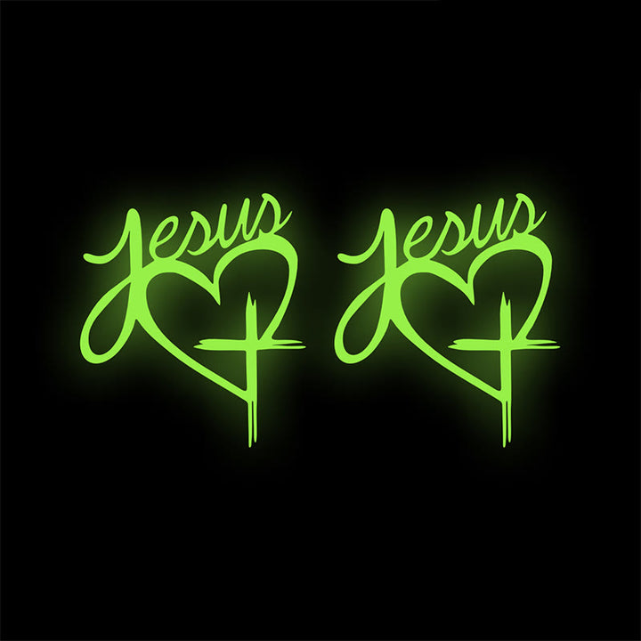Christianartworkshop Autocollant de voiture avec cœur et croix de Jésus : une douce invitation à faire une pause et à prier - Vert fluo - Lot de 10 - image 14