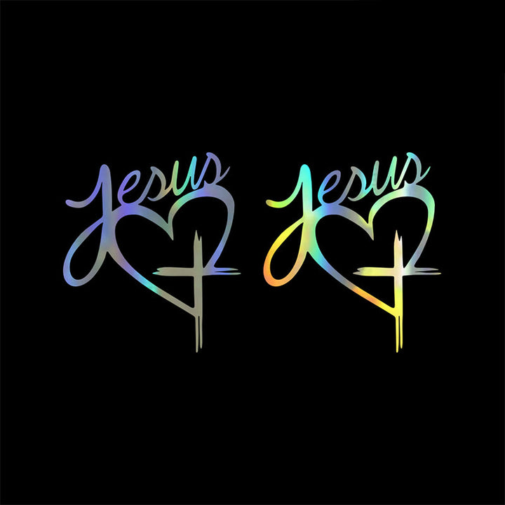 Christianartworkshop Autocollant de voiture avec cœur et croix de Jésus : une douce invitation à faire une pause et à prier - Laser - Lot de 10 - image 8