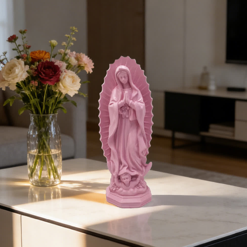 Statue moderne de Notre-Dame de Guadalupe, par Christianartworkshop : Décoration intérieure d'inspiration chrétienne - Rose - image 19