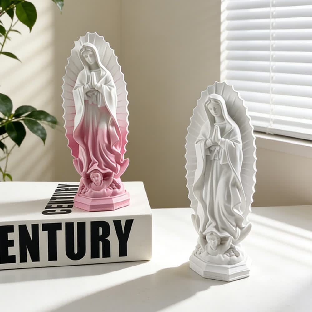 Statue moderne de Notre-Dame de Guadalupe, par Christianartworkshop : Décoration intérieure d'inspiration chrétienne - Rose et blanc - image 20