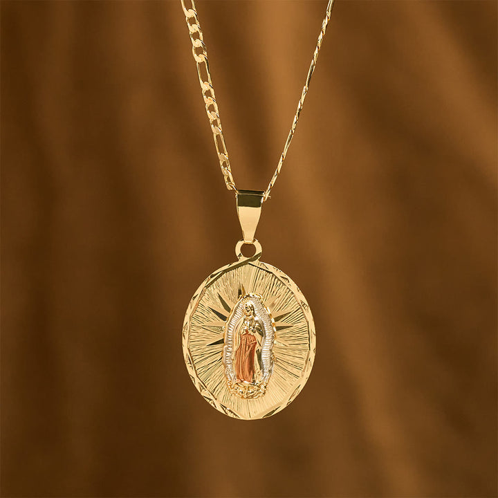 Christianartworkshop Collier médaillon ovale de la Vierge Marie rayonnante, quatre styles : un symbole de bénédiction céleste - image 10