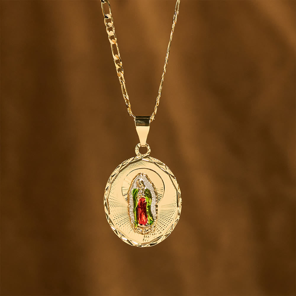 Christianartworkshop Collier médaillon ovale de la Vierge Marie rayonnante, quatre styles : un symbole de bénédiction céleste - image 6