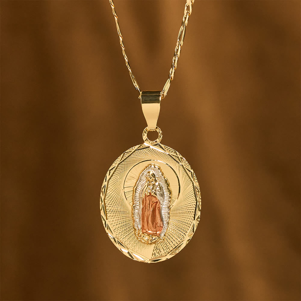 Christianartworkshop Collier médaillon ovale de la Vierge Marie rayonnante, quatre styles : un symbole de bénédiction céleste - image 14