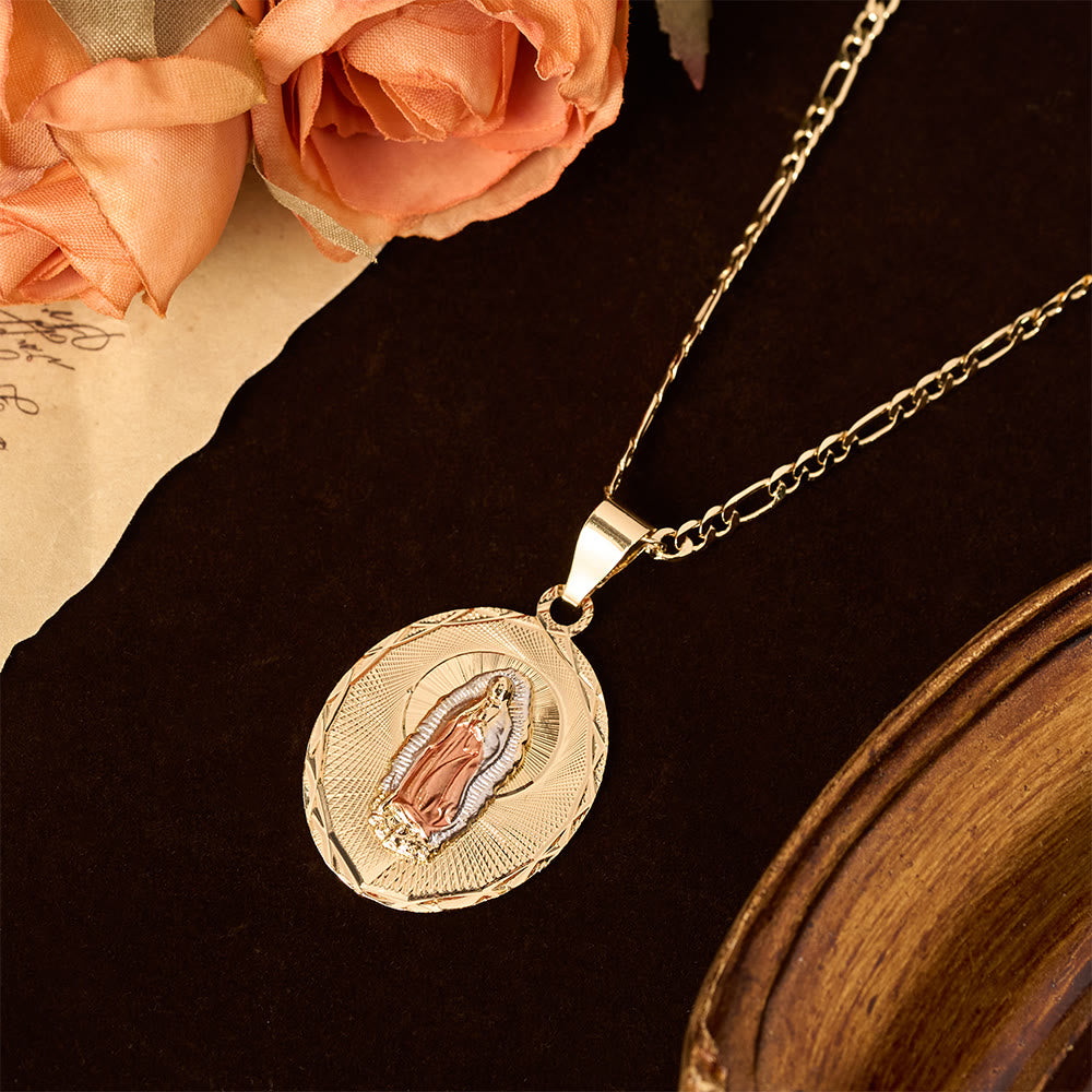 Christianartworkshop Collier médaillon ovale de la Vierge Marie rayonnante, quatre styles : un symbole de bénédiction céleste - image 15